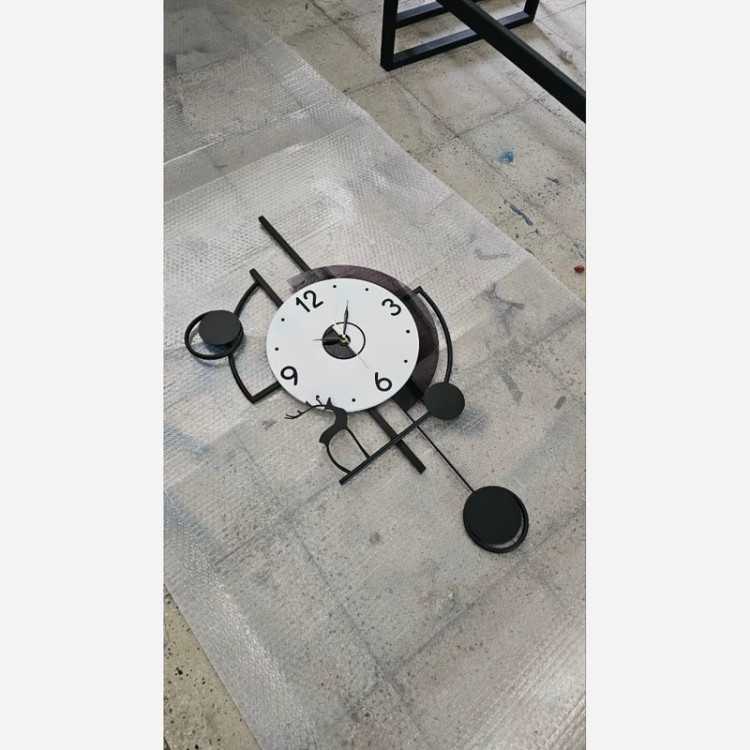 ساعت دیواری مدرن تلفیقی چوب و فلز لاکچری H531