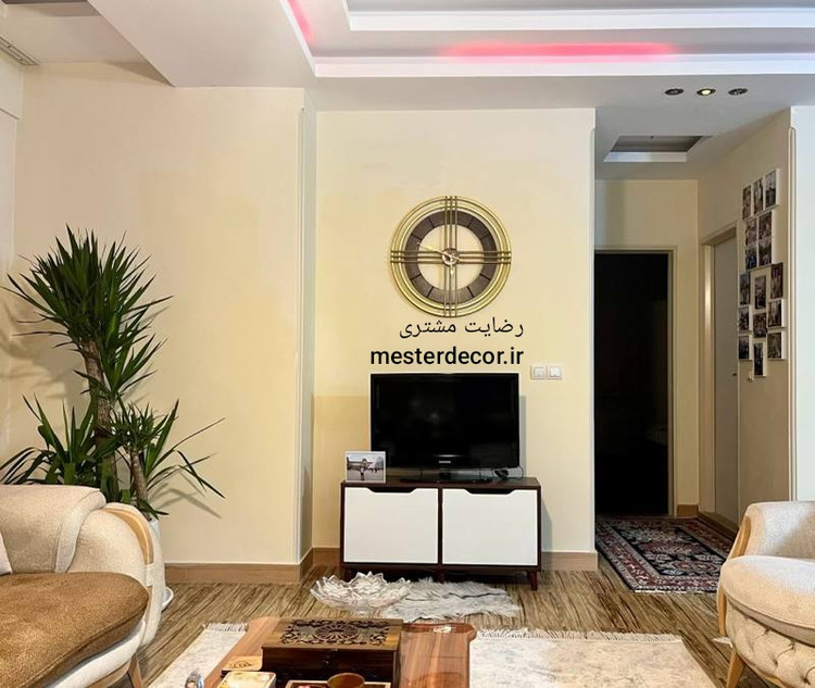 ساعت مدرن تلفیق فلز و چوب H162