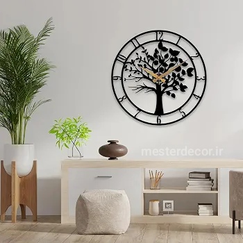 ساعت دیواری مدرن لیزری فلزی زیبا طرح درخت H366