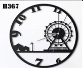 ساعت دیواری مدرن لیزری فلزی زیبا طرح چرخ و فلک H367