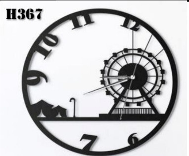 ساعت دیواری مدرن لیزری فلزی زیبا طرح چرخ و فلک H367