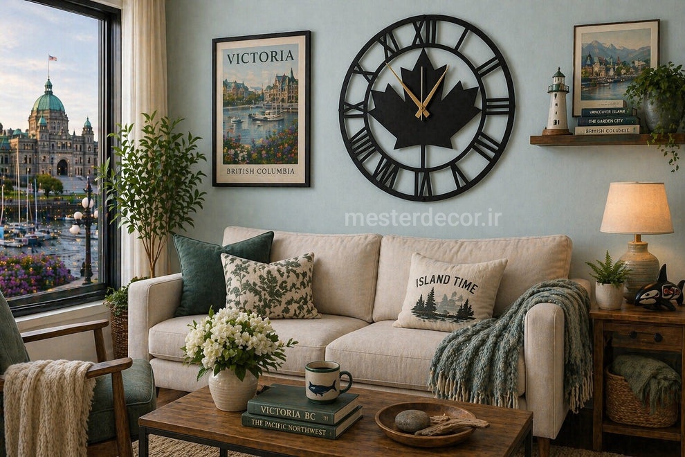 ساعت دیواری مدرن لیزری فلزی زیبا طرح برگ افرا H390