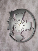 ساعت دیواری مدرن لیزری فلزی زیبا مخصوص آشپزخانه و رستوران H451