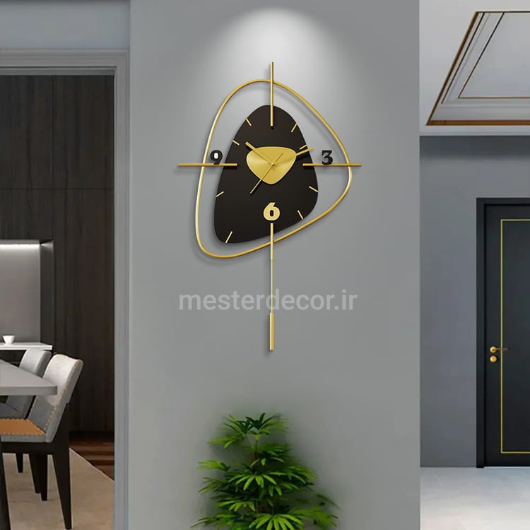 ساعت دیواری مدرن تلفیقی فلز و چوب لاکچری H468