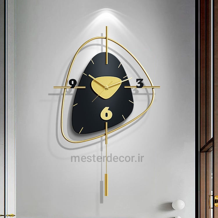 ساعت دیواری مدرن تلفیقی فلز و چوب لاکچری H468