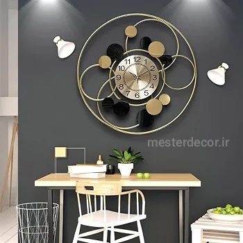 ساعت دیواری مدرن لاکچری تلفیقی چوب و فلز کد H479