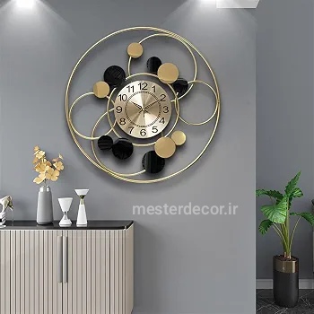 ساعت دیواری مدرن لاکچری تلفیقی چوب و فلز کد H479