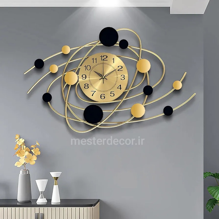 ساعت دیواری مدرن تلفیقی چوب و فلز لاکچری H480