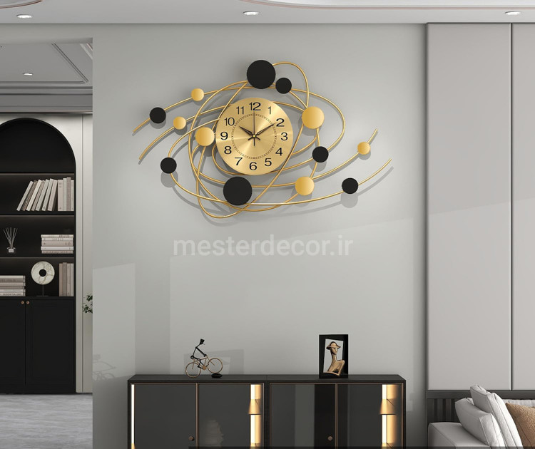 ساعت دیواری مدرن تلفیقی چوب و فلز لاکچری H480