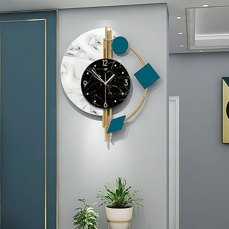 ساعت دیواری مدرن لاکچری تلفیقی چوب و فلز کد H484