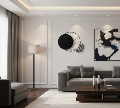 ساعت دیواری مدرن تلفیقی چوب و فلز لاکچری H507