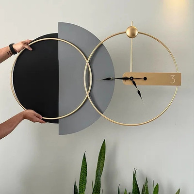 ساعت دیواری مدرن تلفیقی چوب و فلز لاکچری و خاص H526