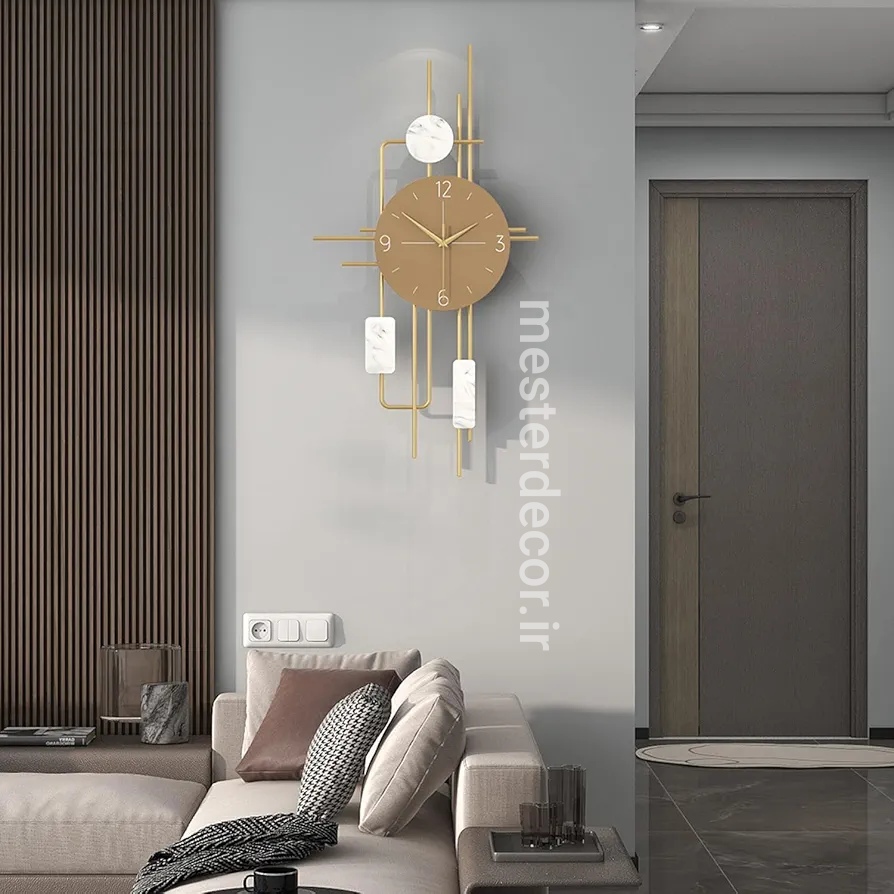 ساعت دیواری مدرن لاکچری تلفیقی چوب و فلز کد H544