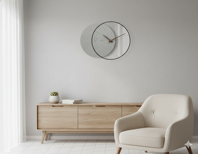 ساعت دیواری مدرن لاکچری تلفیقی چوب و فلز کد H547