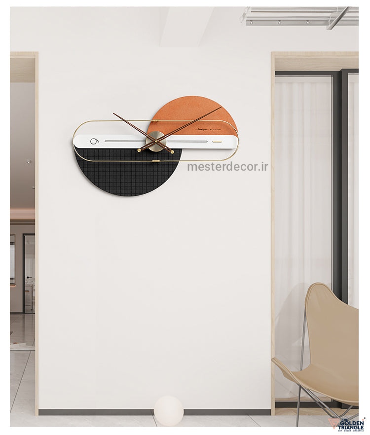 ساعت دیواری مدرن تلفیقی چوب و فلز لاکچری H550