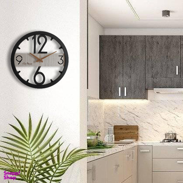 ساعت دیواری مدرن لیزری تلفیقی چوب و فلز زیبا H503