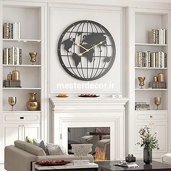 ساعت دیواری مدرن لیزری فلزی زیبا طرح کره زمین H518