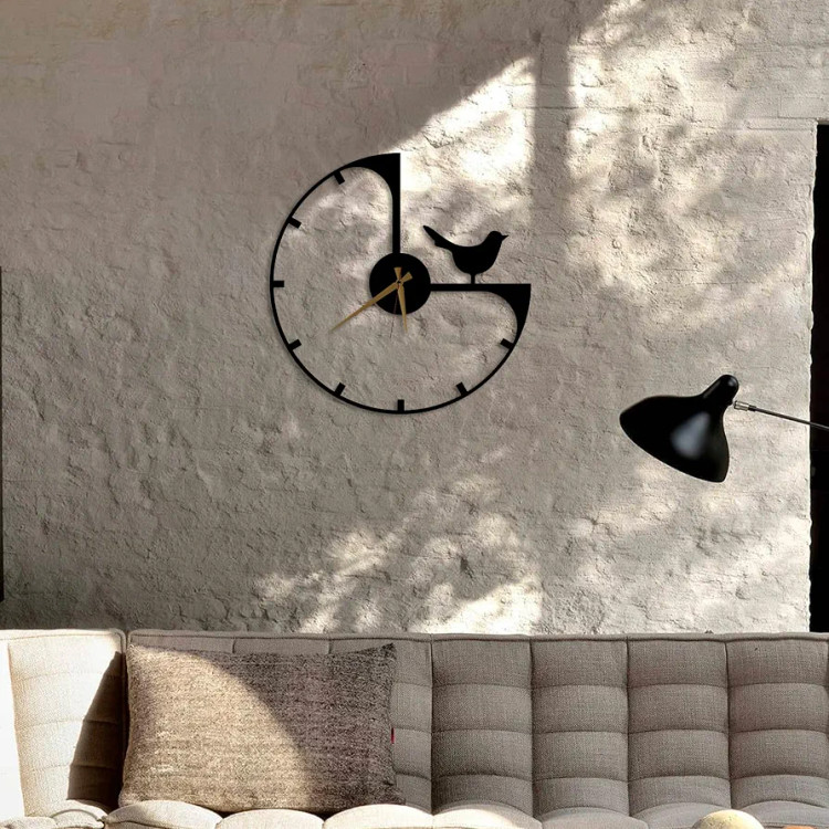 ساعت دیواری مدرن لیزری فلزی مینیمال زیبا طرح پرنده H560