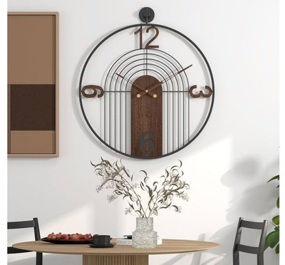 ساعت دیواری مدرن لیزری تلفیقی چوب و فلز زیبا H568
