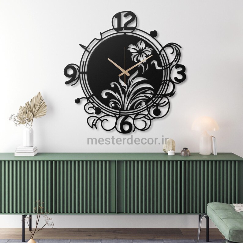 ساعت دیواری مدرن لیزری فلزی زیبا H578