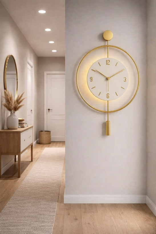 ساعت دیواری مدرن جدید تلفیق چوب و فلز H639