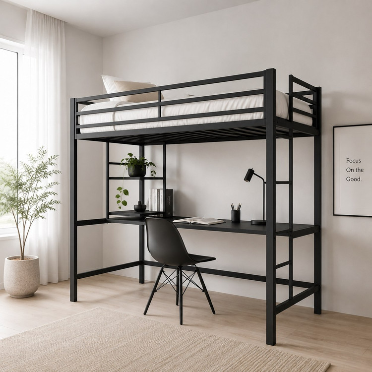 تخت خواب مدرن فلزی مدل B125 تک نفره همراه با MDF