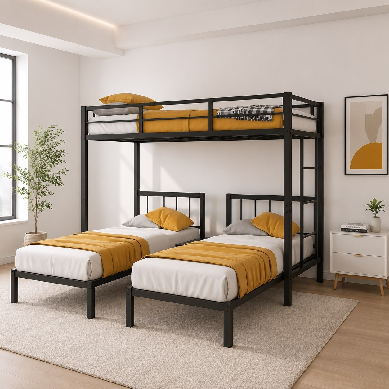 تخت خواب مدرن فلزی مدل B127. سه نفره